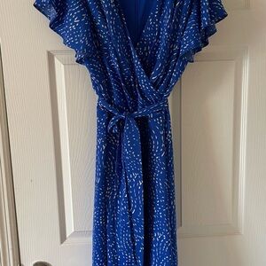 DKNY Blue and White Midi Dress